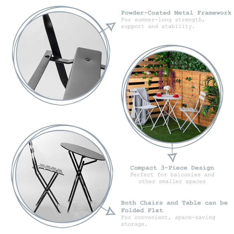2 - Person Patio Dining Set with Round Table, Grey