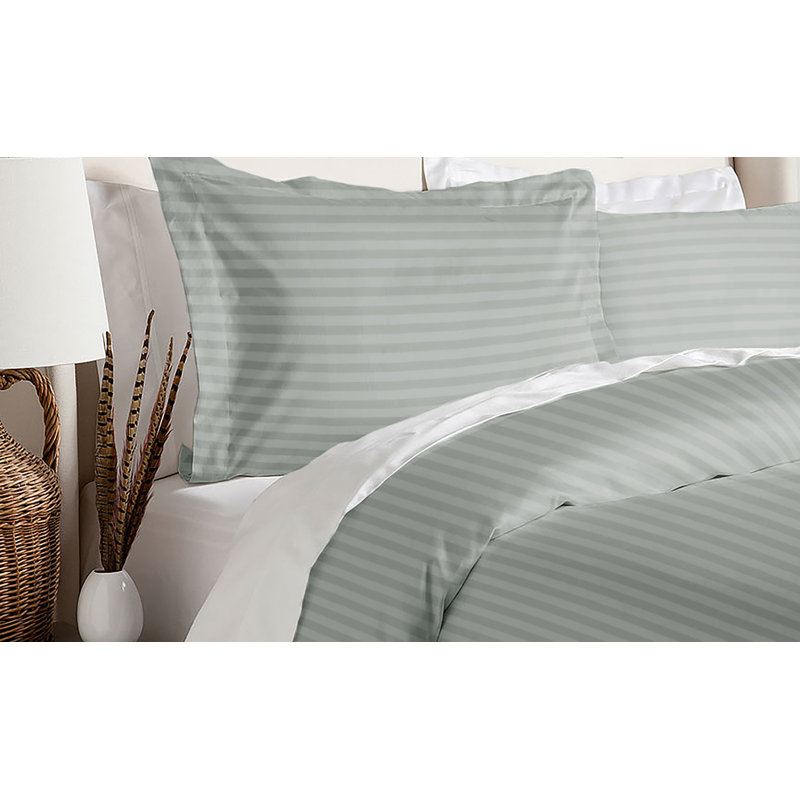 Cotton Striped Duvet Cover, Twin Duvet Cover + 1 Standard Sham, Platinum
