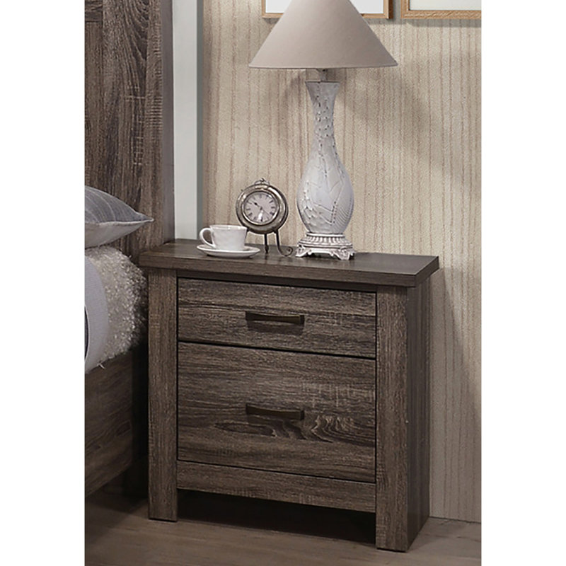 Table de chevet brune avec 2 tiroirs - construction stable et durable