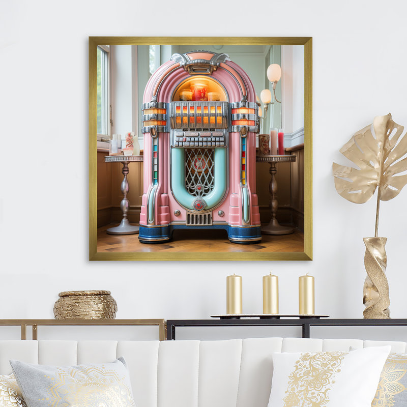 " Jukeboxe Pink Harmony Haven I ", Gold Picture Framed, 30" H x 30" W x 1" D