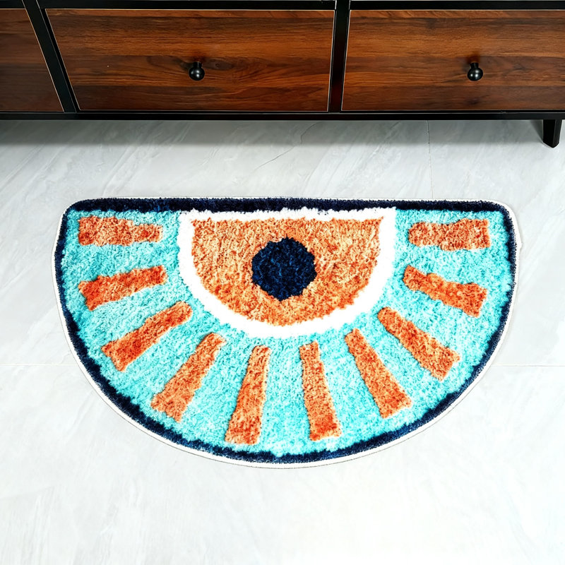 Joli tapis de bain, tapis en peluche à séchage rapide absorbant lavable (bleu)