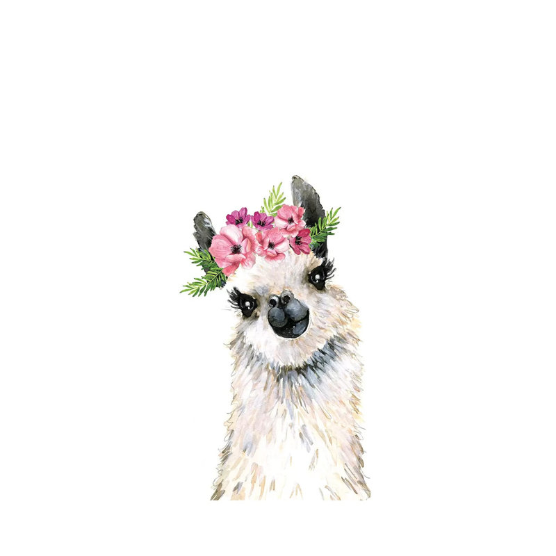 Charmante couronne de Lama par Mercedes Lopez charro-impression, Pas de tapis, Toile tendue, H 18 po x l 12 po x 1,5 po