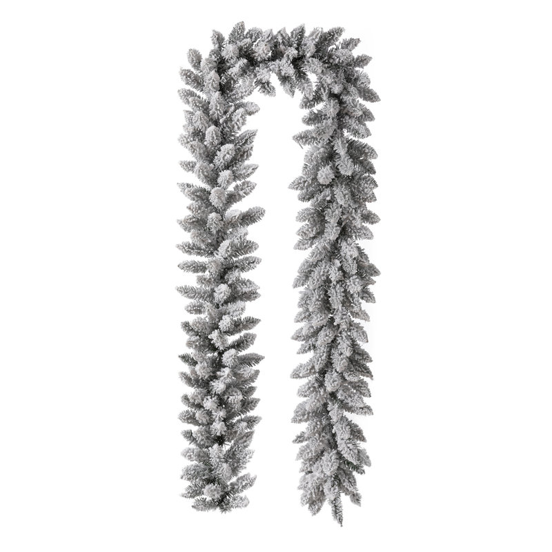 Ernberg 9ft Flocked Christmas Garland with LED Lights with Timer