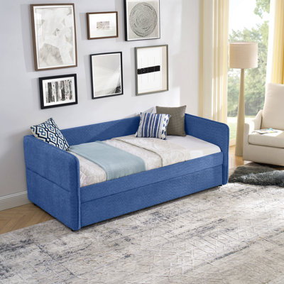 Lit de jour avec canapé-lit tapissier capitonné Popup, taille simple, tissu Boucle