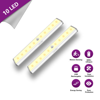 LEPOTEC 7.48Inch 10 LED Warm Wireless Rechargeable Night Light