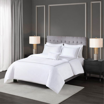 Ensemble d'édredon brodé en satin de coton à densité de tissage 500 fils King
