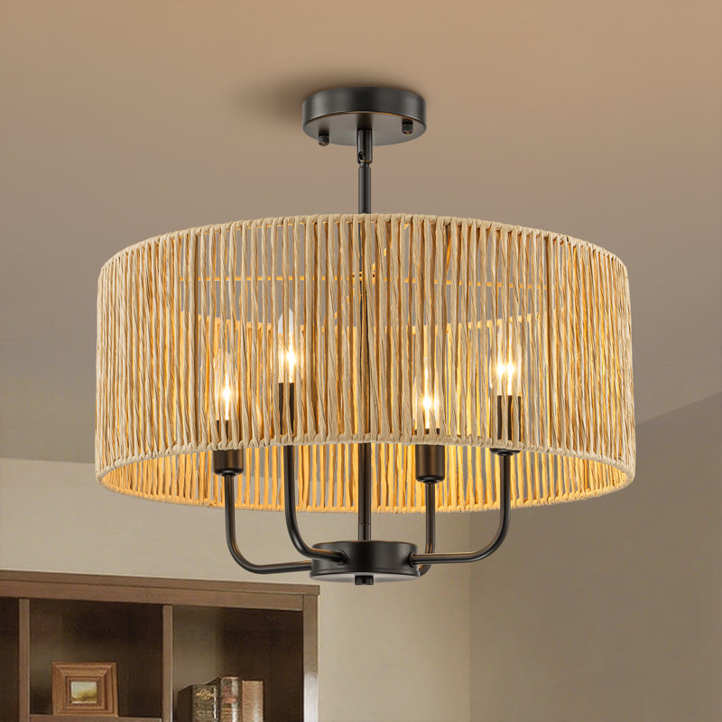 4 - Light Dimmable Drum Chandelier