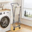 Chariot à linge sans roulettes avec roues verrouillables, cadre en métal pliable et sac de doublure amovible