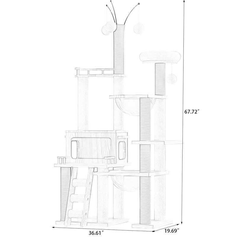 5 Tiers Cat Tree with Condons,Perch,Scratching Posts