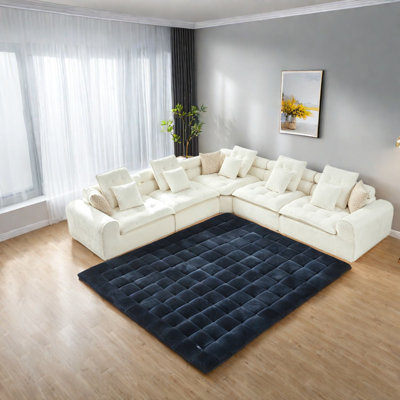 Canapé de coin surdimensionné, blanc bouclé de 124,3 pouces, canapé nuage moderne pour la maison