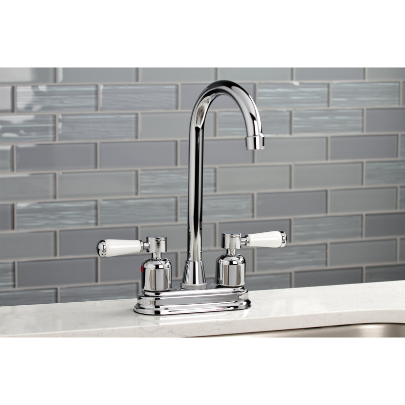 Kingston Brass Paris Two-Handle 2-Hole Deck Mount Bar Faucet, Polished Chrome