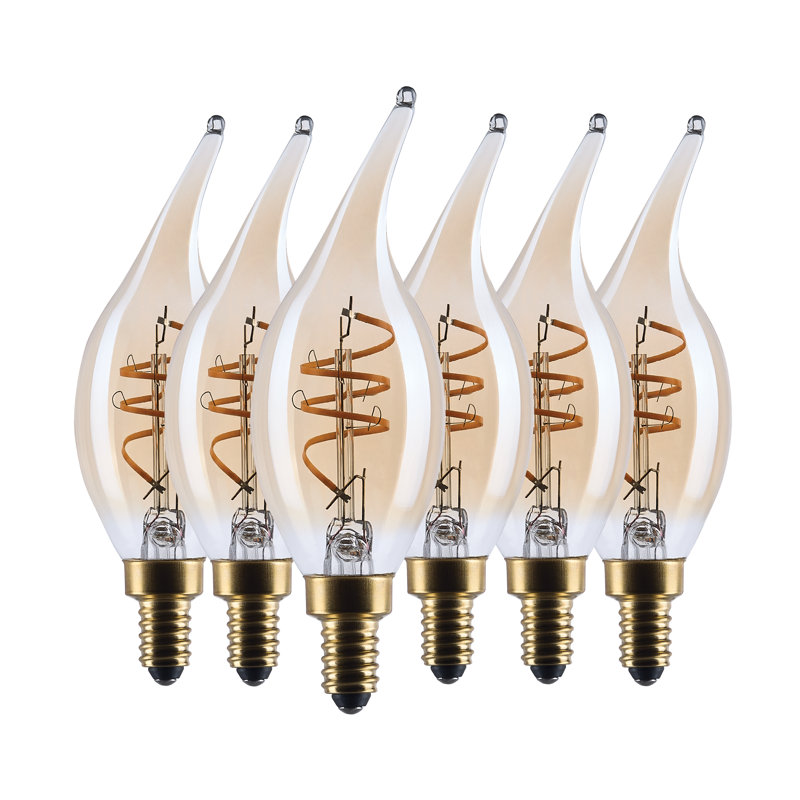 5,5 watts CA11 DEL 2000K candélabre à culot candélabre en verre transparent à filament ambré à intensité variable 120 volts