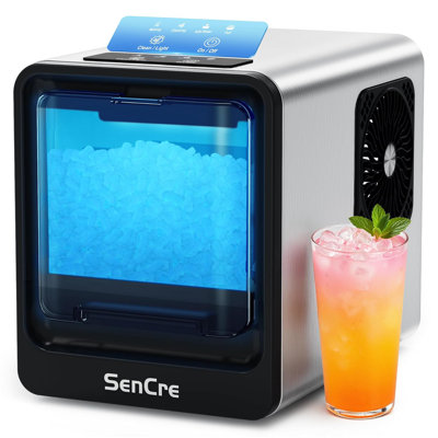 Ice Maker Countertop with Auto Water Refill, 42lbs/Day Stainless Steel Ice Machine with Pull-Out Drawer ＆ One-Click Self-Cleaning, Portable Ice Makers for Home/Kitchen/Office