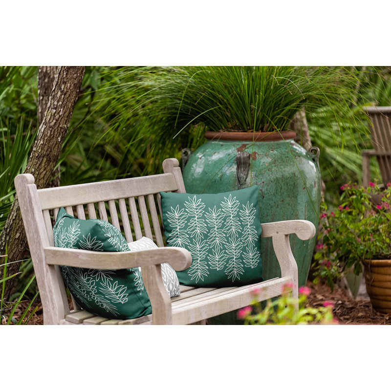Coussin intérieur / extérieur Leafy Branch, Genévrier / floral blanc, H 20 po x l 20 po