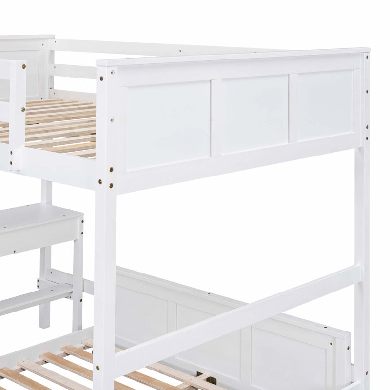 Lit superposé standard avec bureau intégré, White
