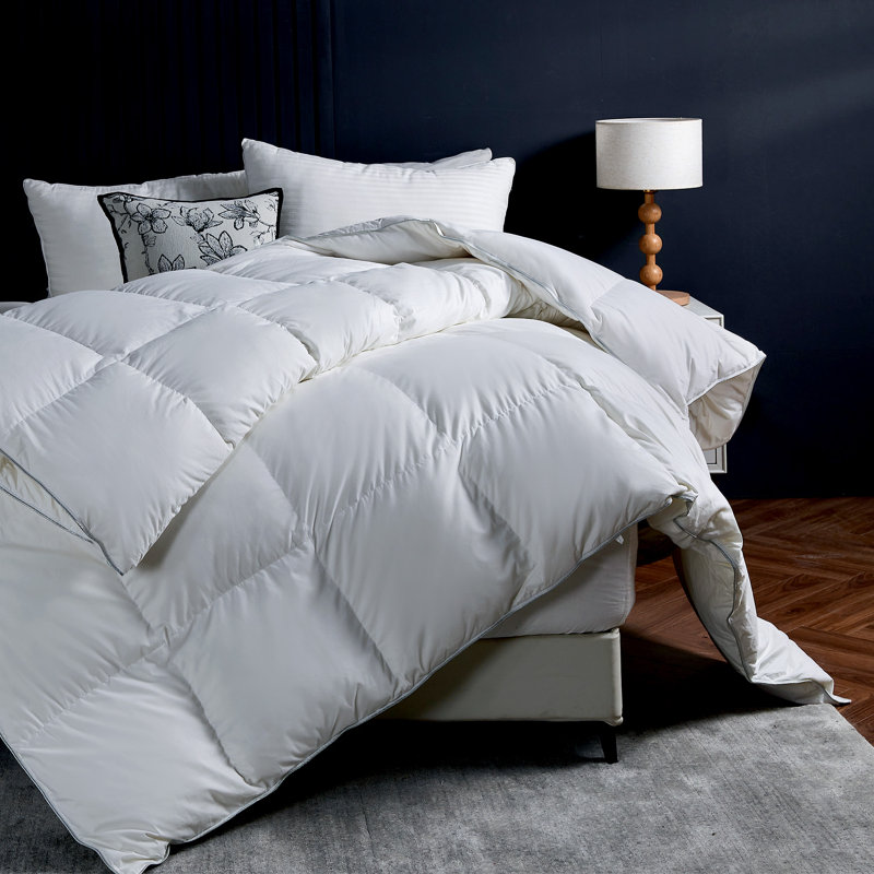 Skin-Friendly Cotton Blend Cover Fluffy Feather Down Comforter Duvet Insert for All-Season, Twin