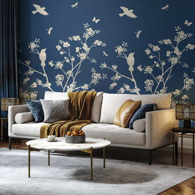 Blossom Trail Natural Stone - 3 Drop Repeatable Wall Mural
