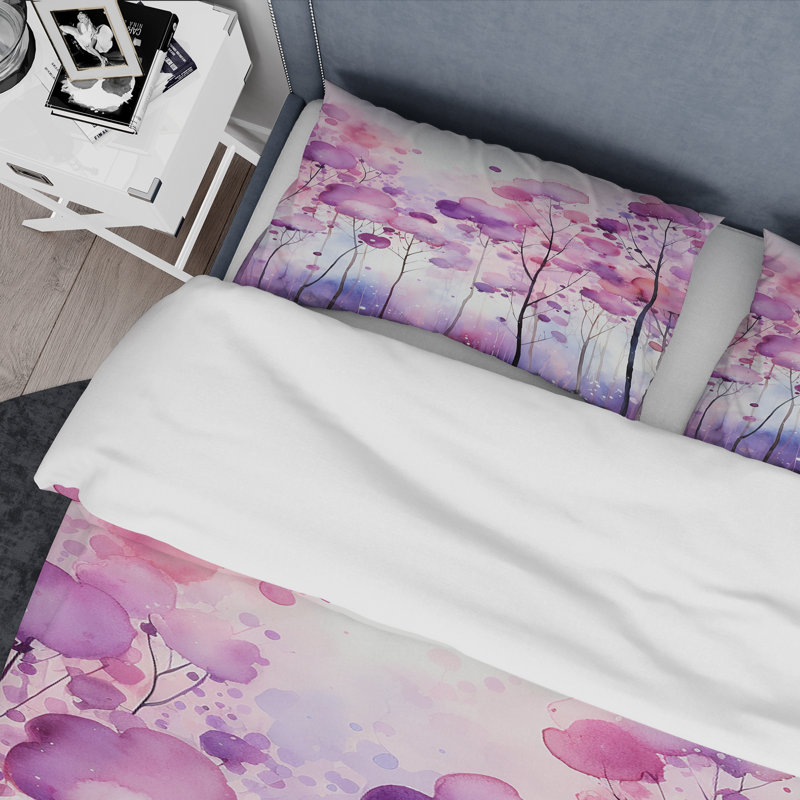Ensemble de housse de couette à motif floral abstrait, Housse de couette simple + 1 taie décorative stan