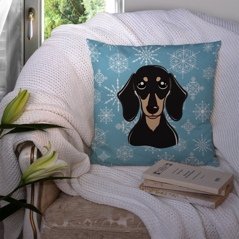 Coussin décoratif teckel noir et brun clair 14 po Snowflake
