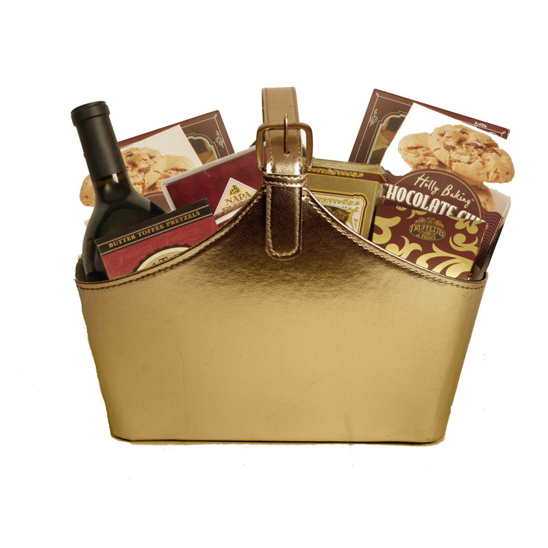 Panier de rangement ou panier-cadeau doré, H 5,5 po x l 12 po x P 5 po