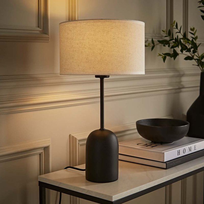 Derec Metal Table Lamp, Beige, Linen Blend
