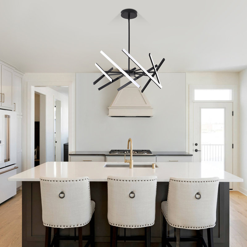 8‑Light Modern Geometric LED Chandelier Adjustable Hanging Ceiling Fixture