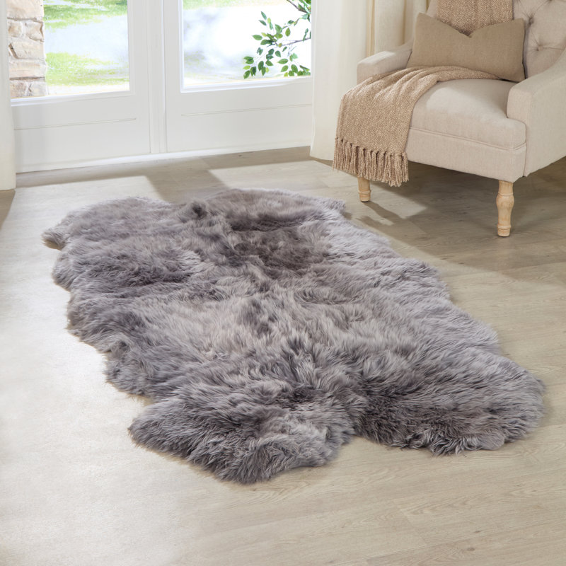 Olivera Solid Colour Sheepskin Area Rug, Novelty 120 x 240cm