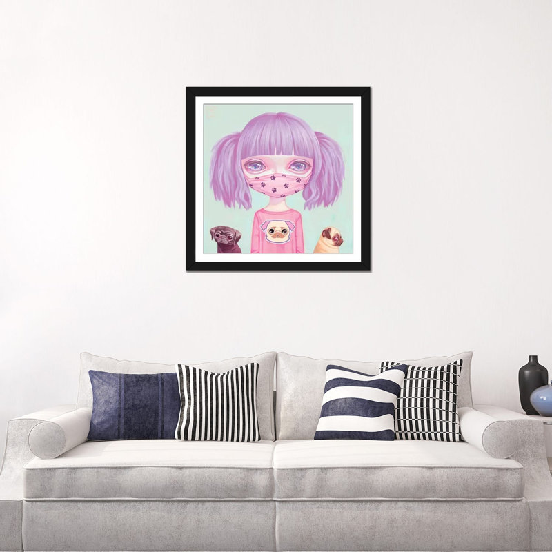« carlin life », impression sur toile, H 24 po x l 24 po x P 1 po, Papier avec cadre noir, Blanc
