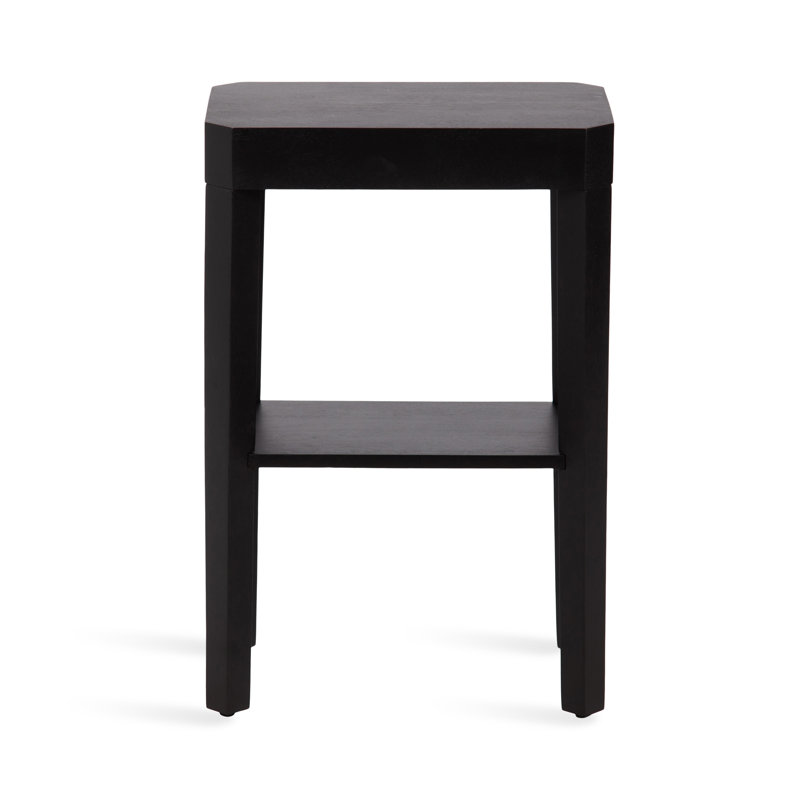 Ardentown Solid Wood Side Table with Storage, Black
