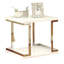 Table de bout contemporaine blanche avec revêtement en laque et détails décoratifs rectangulaires chic dans le cadre inférieur