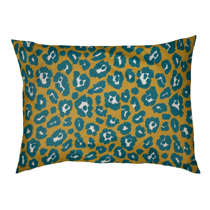 Coussin d'extérieur Indianapolis, Très grand (l 40 po x P 50 po x H 6 po), Doré / blanc / bleu sarcelle