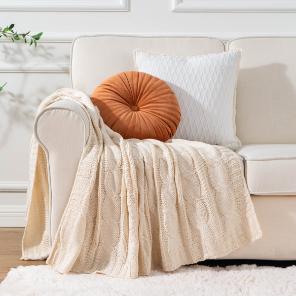 Eastin Knitted Throw Blanket Cream