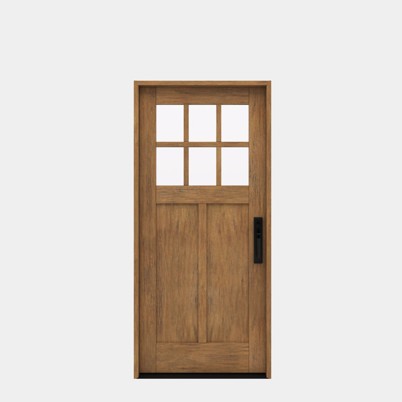 CRF-P2G6-SW-80 | Porte simple 80 po, extérieur pré-monté RTA, SDL 6 Lite, 2 panneaux, bois d'acajou brut