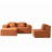 Convertible Corduroy Sectional Couch With Ottoman & Pillows, Modular L Shaped Sleeper Sofa, Boneless Cloud Couch For Living Room Furniture-1068938554