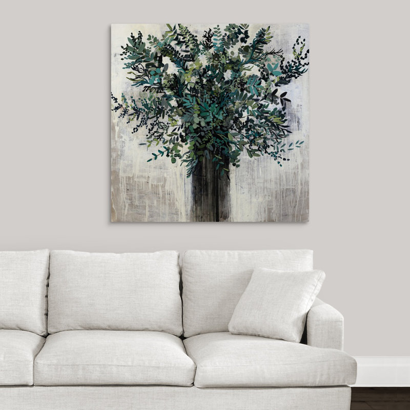 'Eucalyptus Arrangement' Painting on Canvas, Wrapped Canvas, 36" H x 36" W x 1.25" D