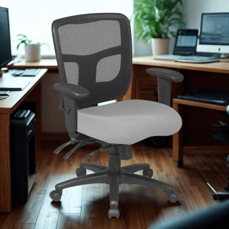 Chaise de bureau ergonomique en Y avec dossier en filet et dossier réglable, Gris