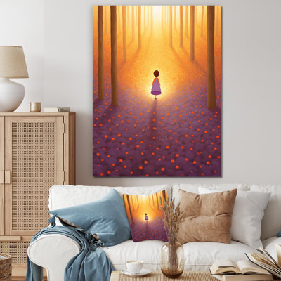 " Little Girl Walking In Forest Of Jacaranda "