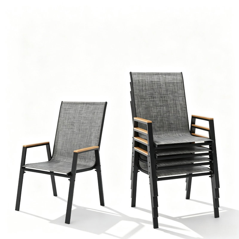 Chaises d'extérieur en textilène (paquet de 6)