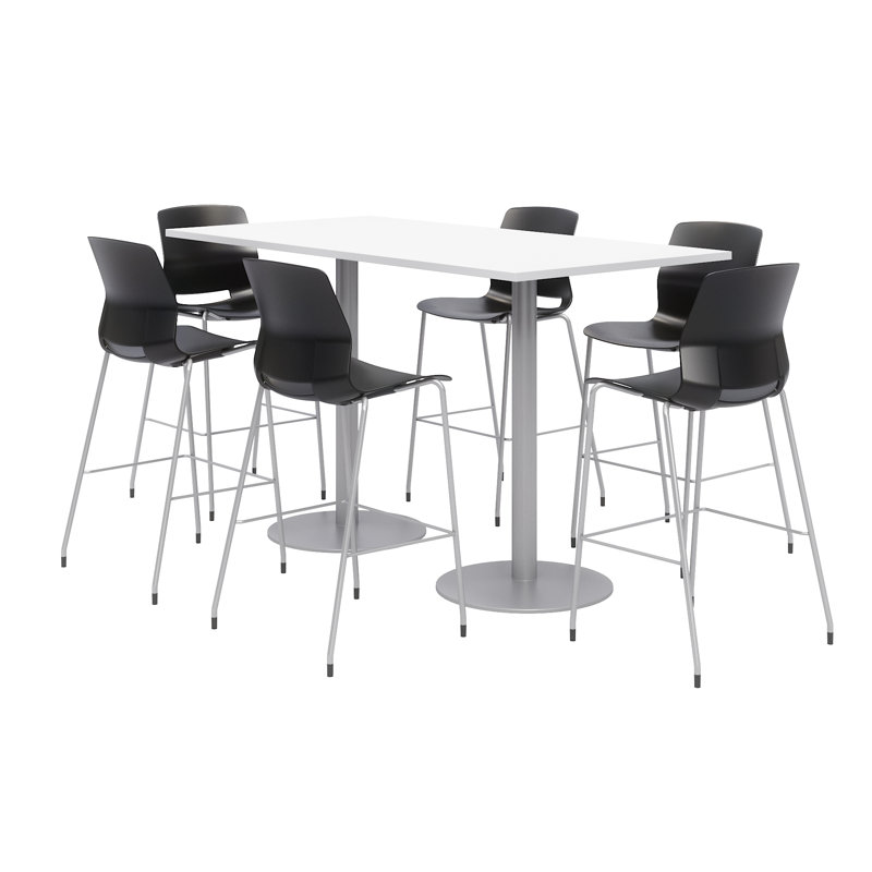 Ensemble de table de salle à manger rectangulaire 72 "et chaise, Blanc de designer, Noir, noir, noir, noir