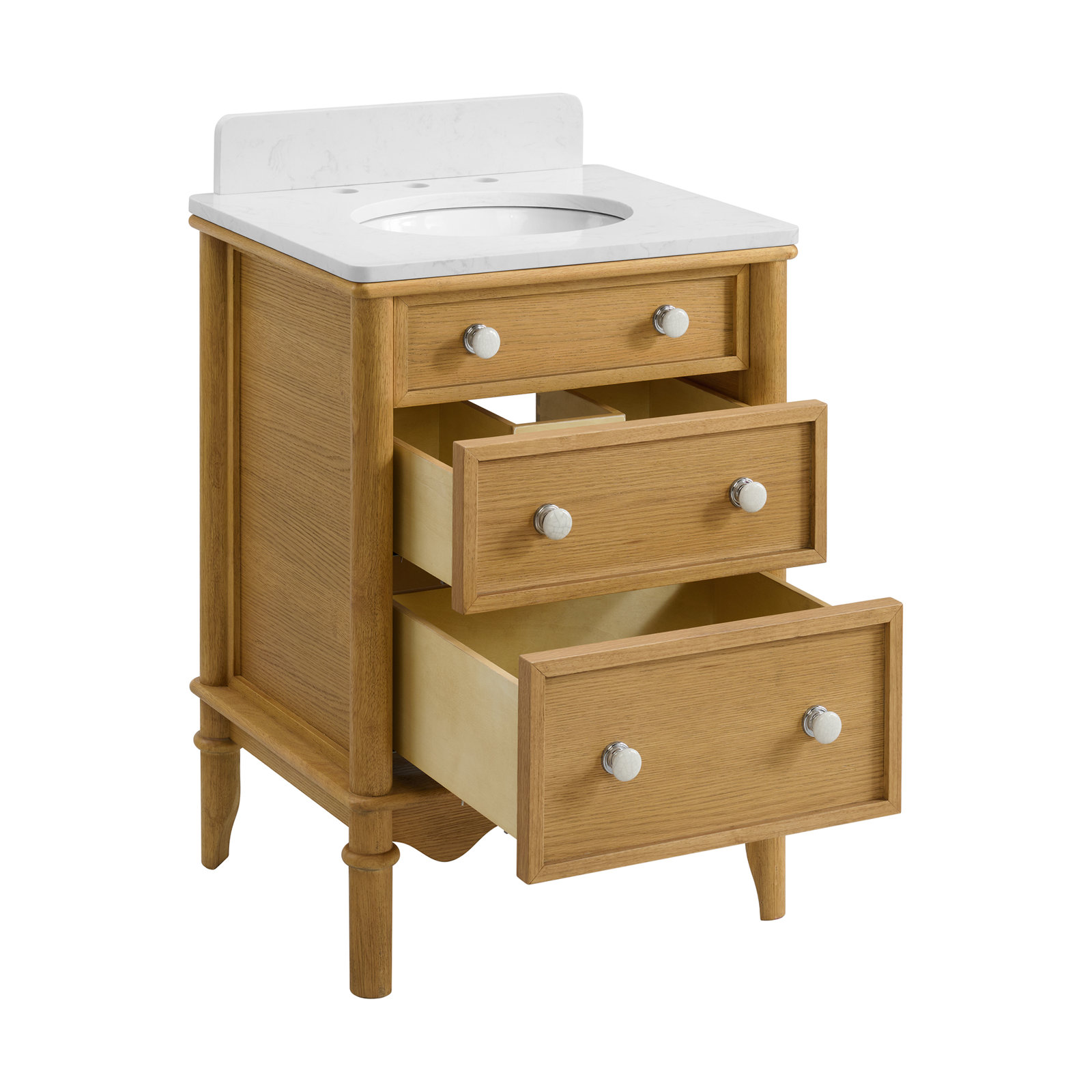 Juliette Bathroom Vanity, Enhanced Natural Oak, 34" H x 24" W x 20" D