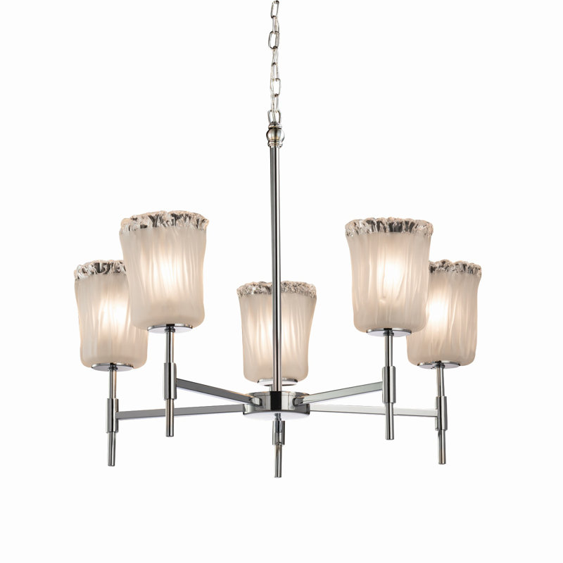 Leroux 5 - Light Dimmable Chandelier, White Frosted, Polished Chrome