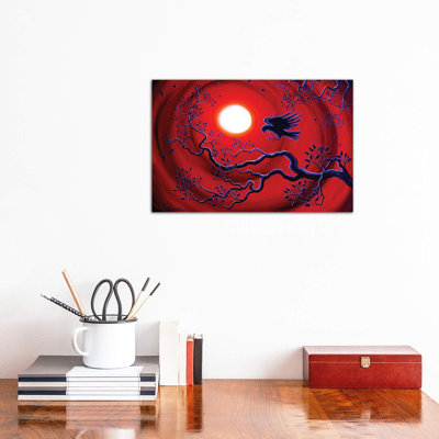 Raven In Ruby Red by Laura Iverson - Wrapped Canvas Painting