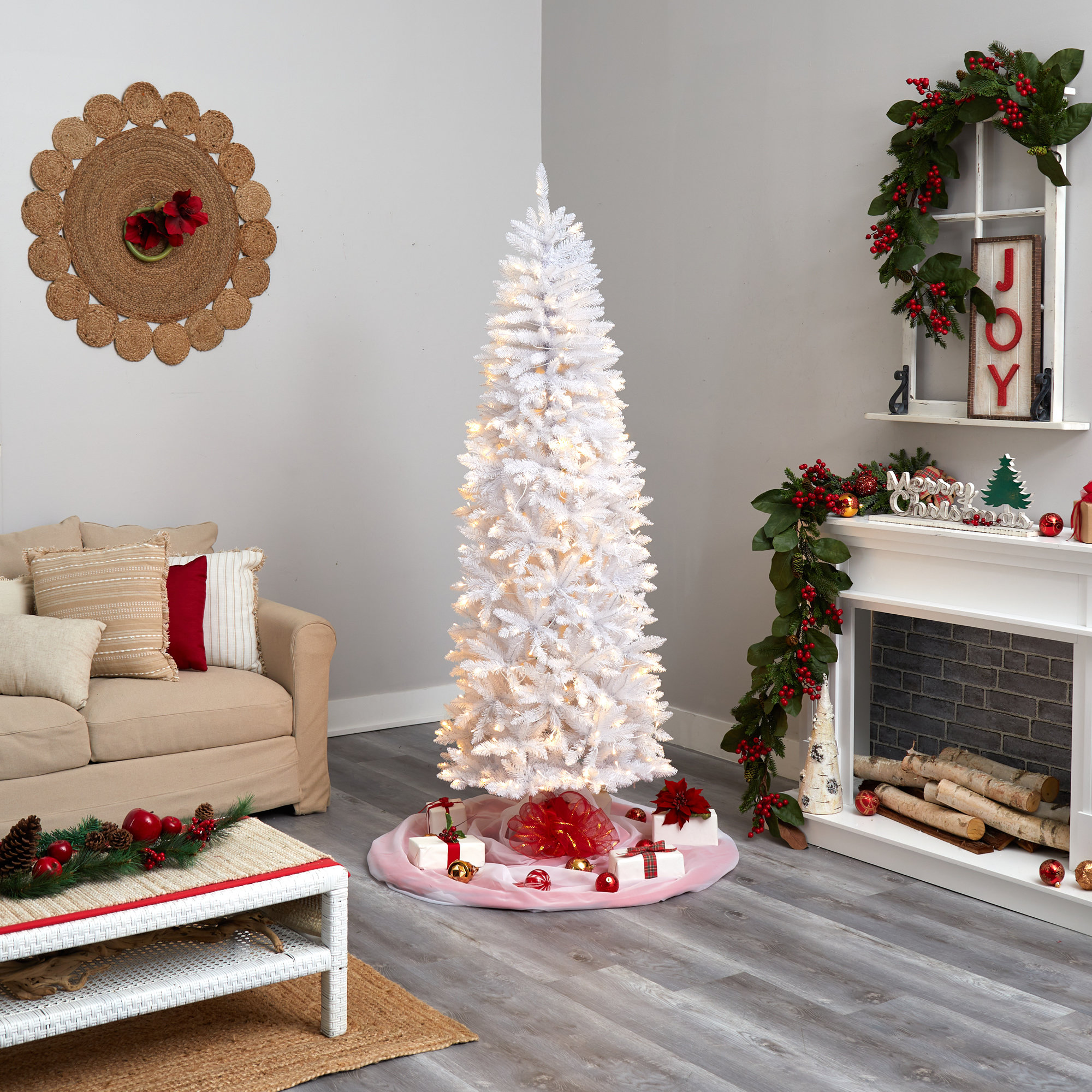 Lighted Artificial Fir Christmas Tree, 7'