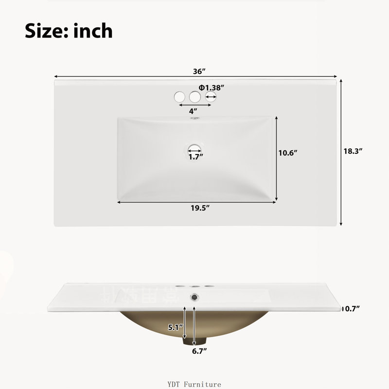 Ensemble de meuble-lavabo simple 36 po avec plateau en résine Tegen, Vert