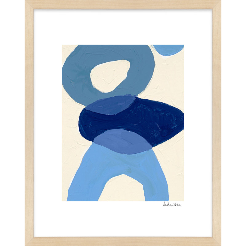 Indigo Ensemble1 Print by Andrea Stokes, 50" H x 40" W x 1.25" D, Brown Framed