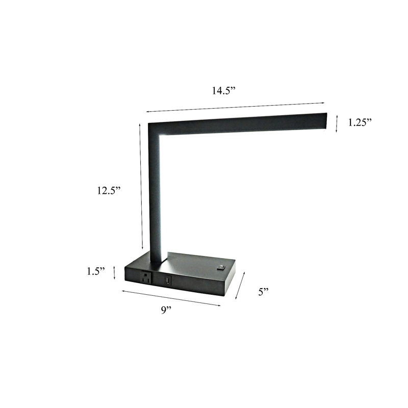 Modern LED Desk Lamp With USB And Power Outlet