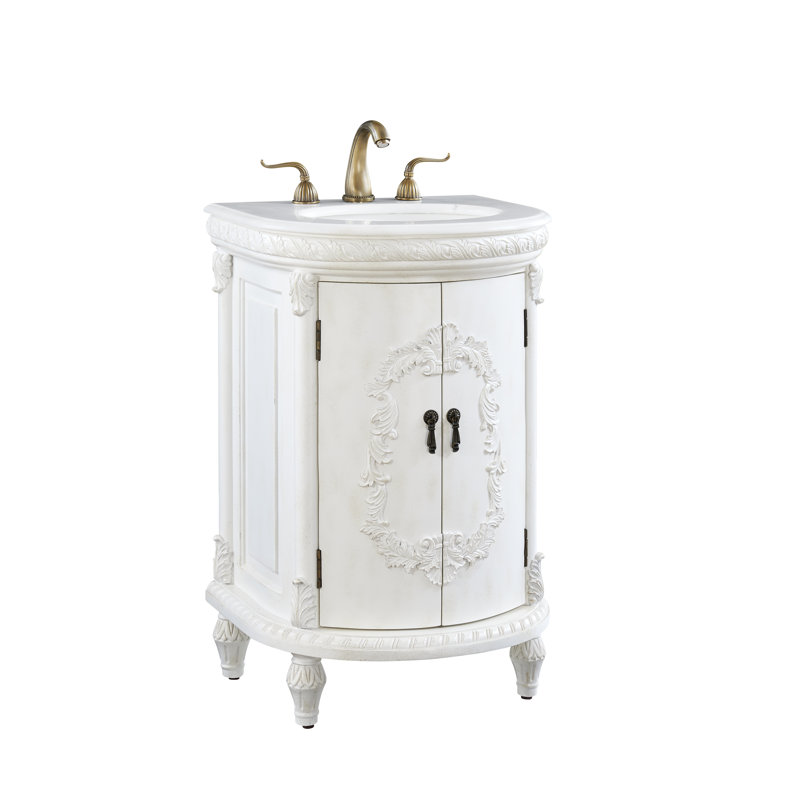 Aravale 21'' Single Bathroom Vanity with Top, Antique White, Pure White