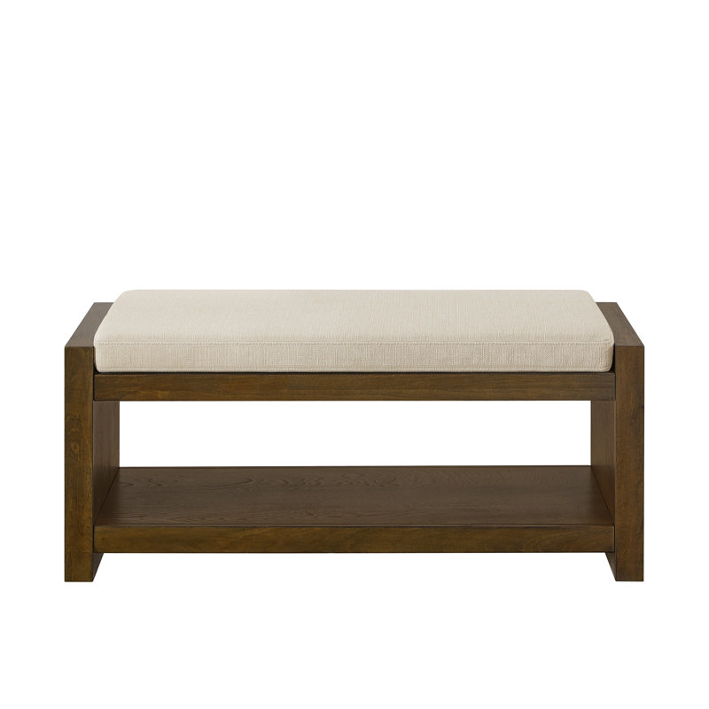 40" Modern Accent Bench with Shoe Rack & Storage - Neutral & Practical for Everyday Use, Ivory