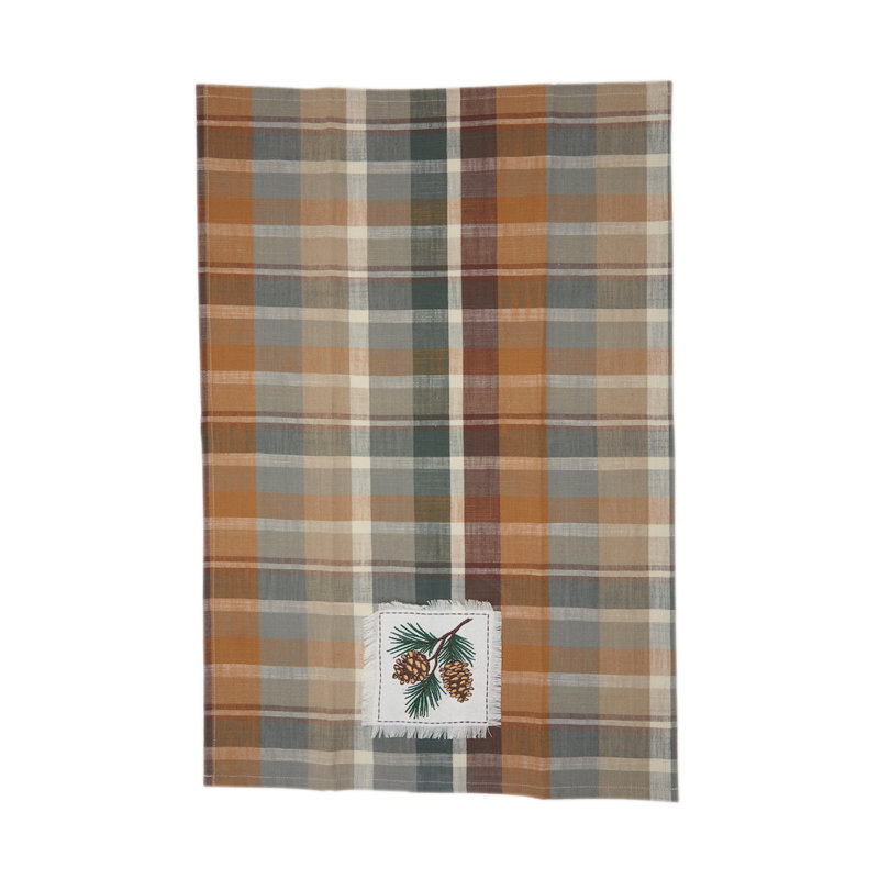 Aspen Plaid Pinecone Dishtowel