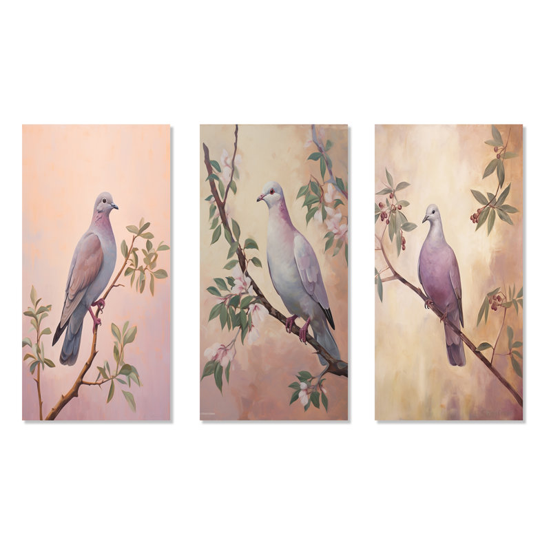 Ensemble de 3 impressions colombe Doves, H 32 po x l 48 po